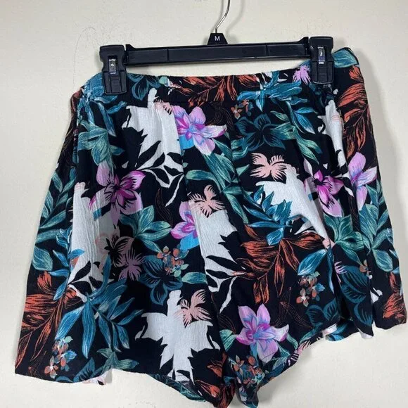 Lulus Waialae Gardens Black Tropical Print Tie-Front Shorts XL - Picture 5 of 5